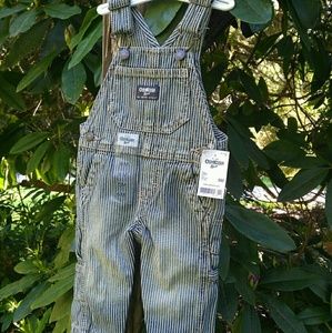 🚜 🆕OshKosh B'Gosh Blue Striped Denim Overalls 6M